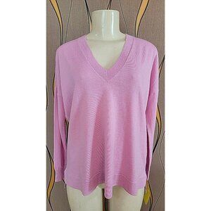 J.Crew 100% Merino Wool Women's Pink V-Neck Boho Fit Pullover Size S # 18